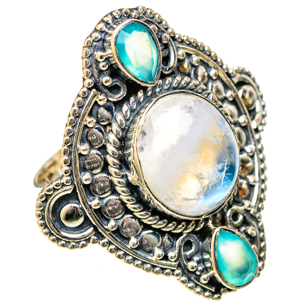 Rainbow Moonstone Rings handcrafted by Ana Silver Co - RING122638 - Photo 2