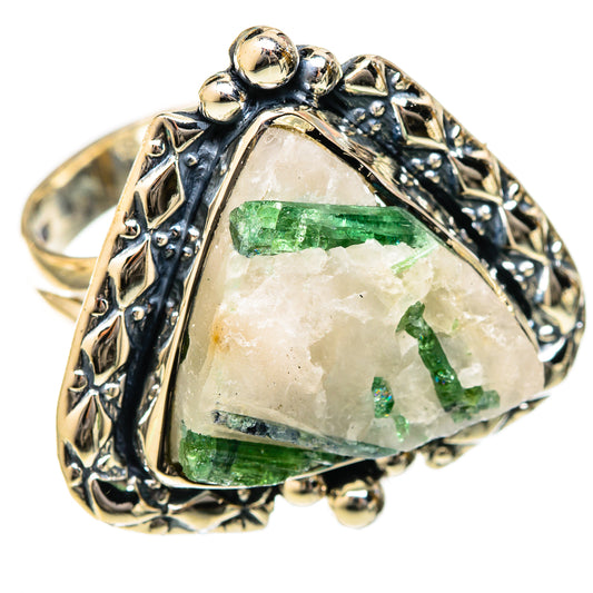 Green Tourmaline In Quartz Rings handcrafted by Ana Silver Co - RING122640 - Photo 2