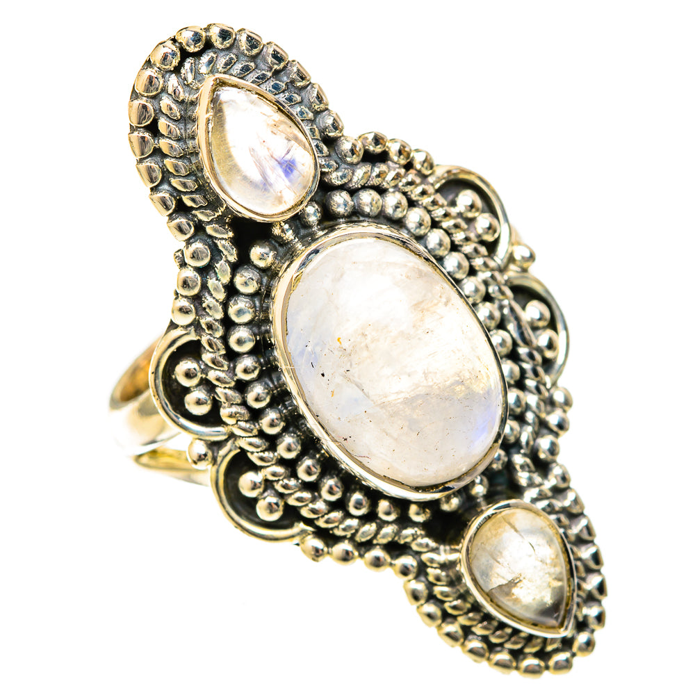 Rainbow Moonstone Rings handcrafted by Ana Silver Co - RING122649 - Photo 2