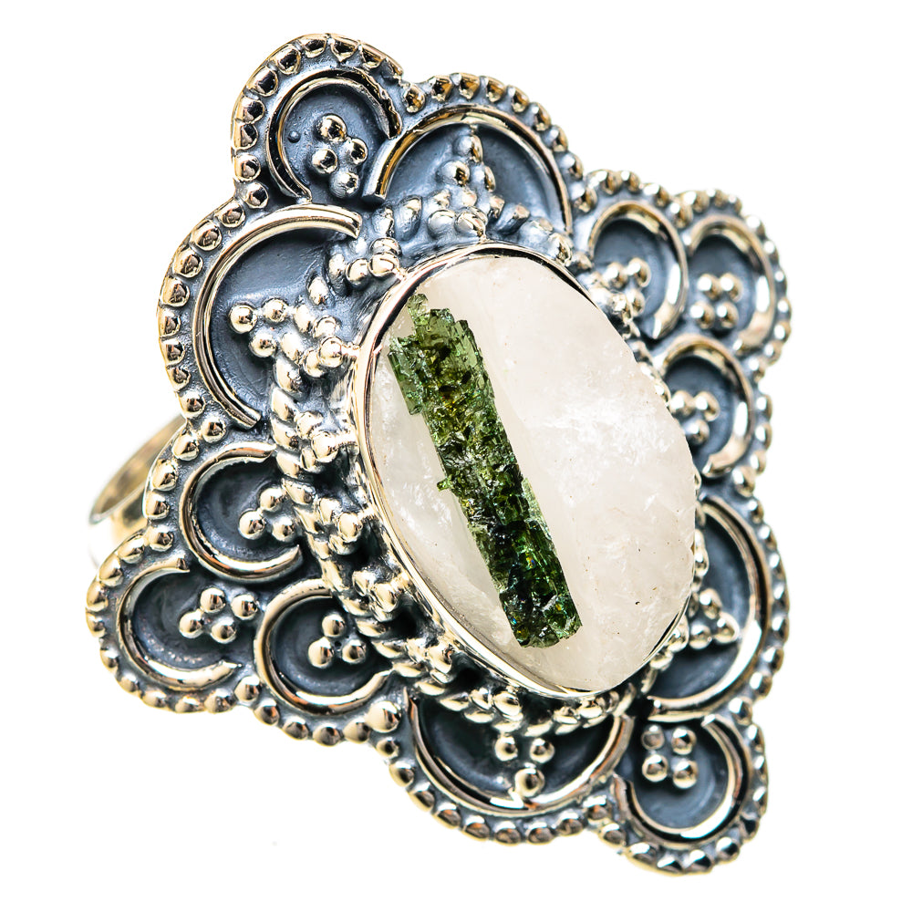 Green Tourmaline In Quartz Rings handcrafted by Ana Silver Co - RING122663 - Photo 2