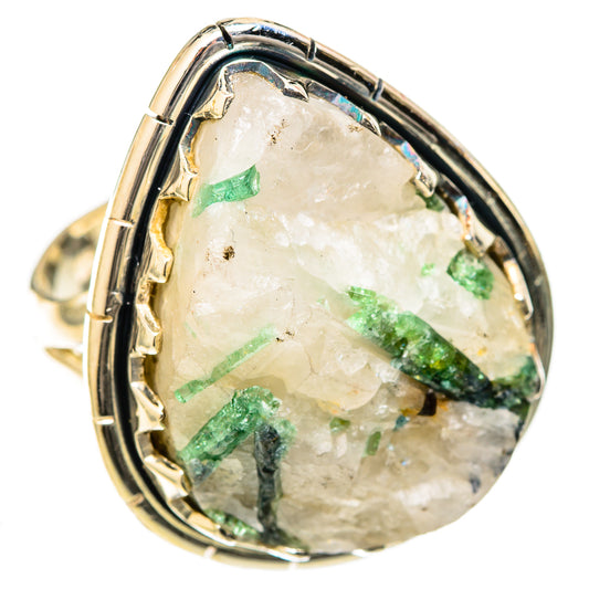 Green Tourmaline In Quartz Rings handcrafted by Ana Silver Co - RING122671 - Photo 2