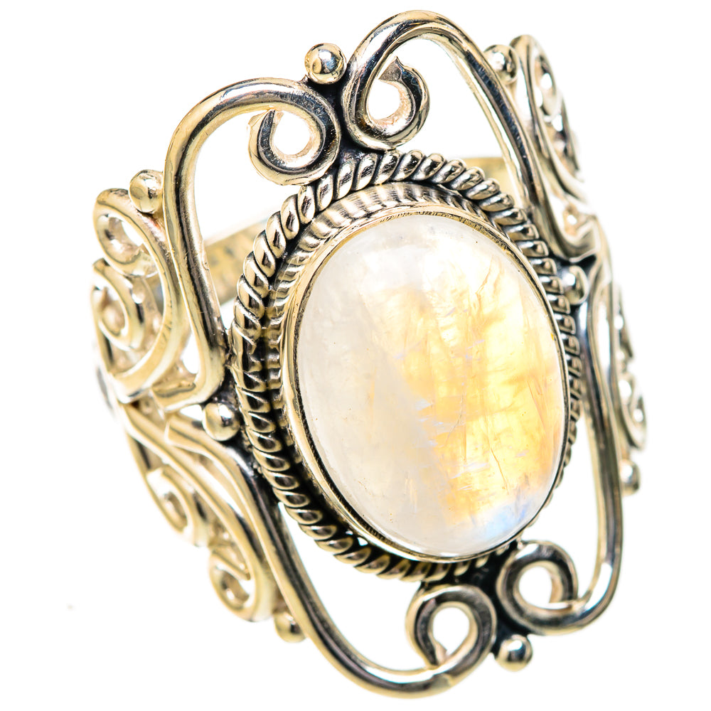Rainbow Moonstone Rings handcrafted by Ana Silver Co - RING122689 - Photo 2