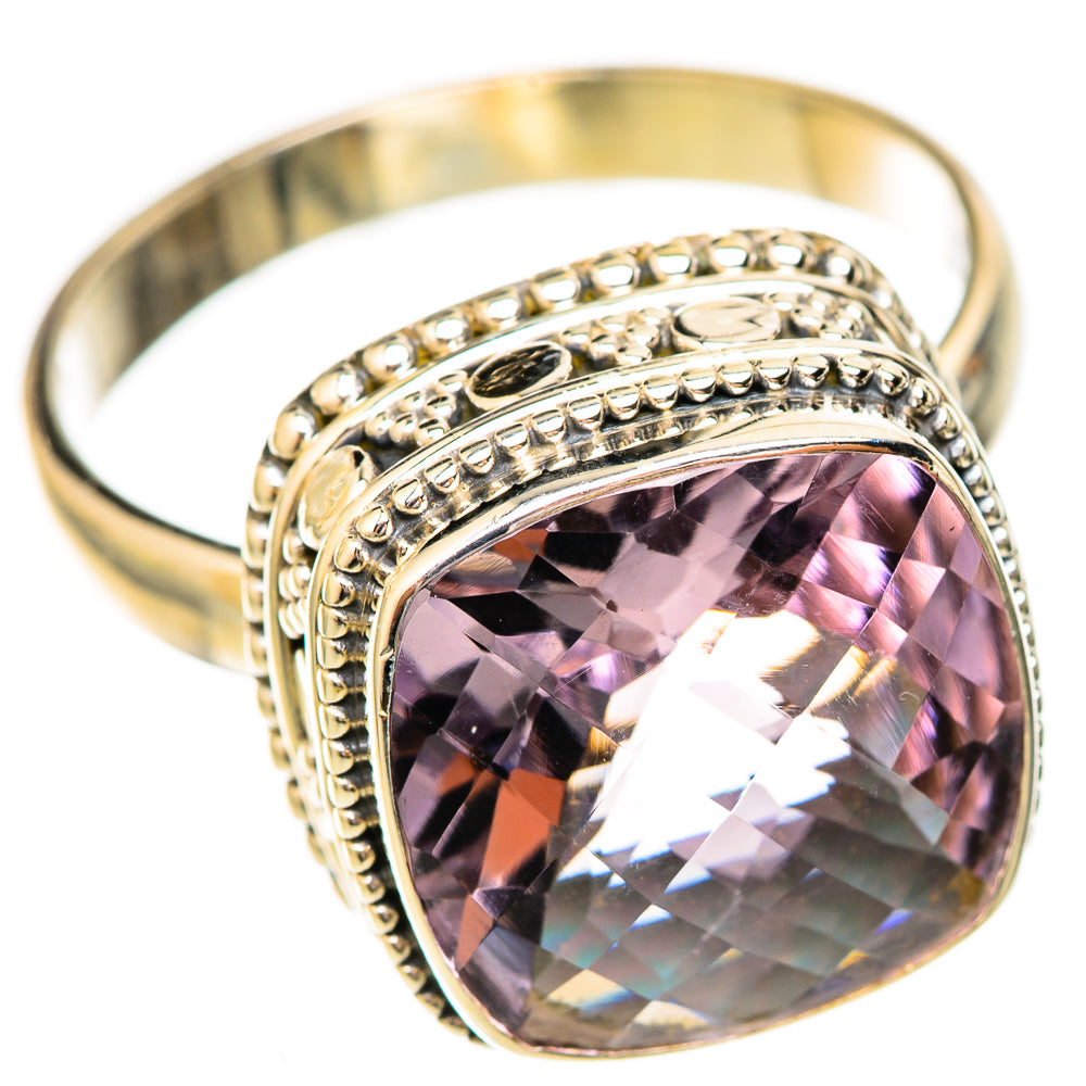 Oval pink amethyst 925 sterling silver ring with beaded oval frame and filigree band