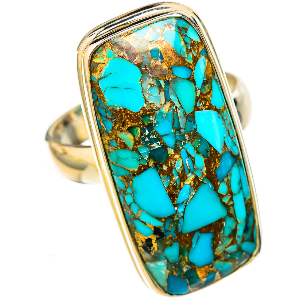 Blue Copper Composite Turquoise Rings handcrafted by Ana Silver Co - RING122814 - Photo 2