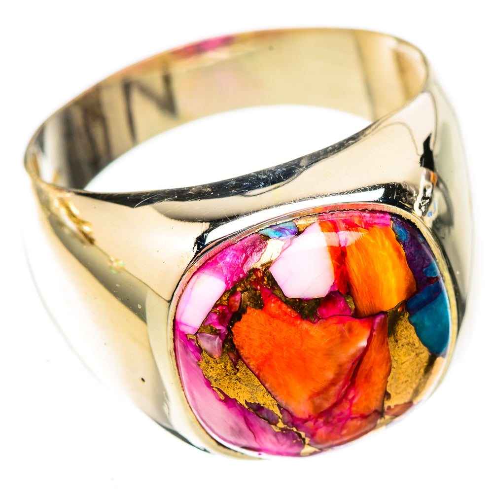 Kingman Pink Dahlia Turquoise Rings handcrafted by Ana Silver Co - RING122833 - Photo 2