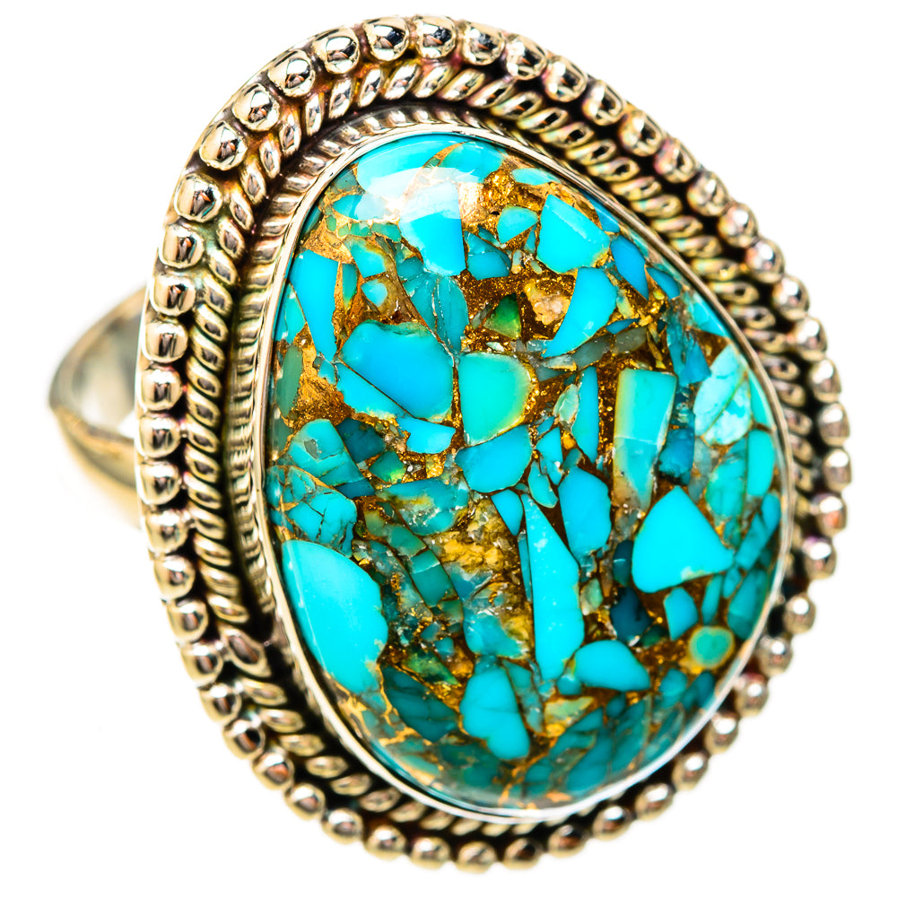 Blue Copper Composite Turquoise Rings handcrafted by Ana Silver Co - RING122842 - Photo 2