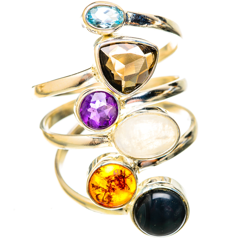 Rainbow Moonstone Rings handcrafted by Ana Silver Co - RING122855 - Photo 2