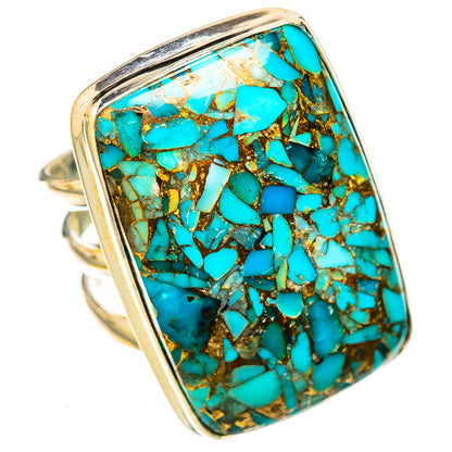 Blue Copper Composite Turquoise Rings handcrafted by Ana Silver Co - RING122867 - Photo 2