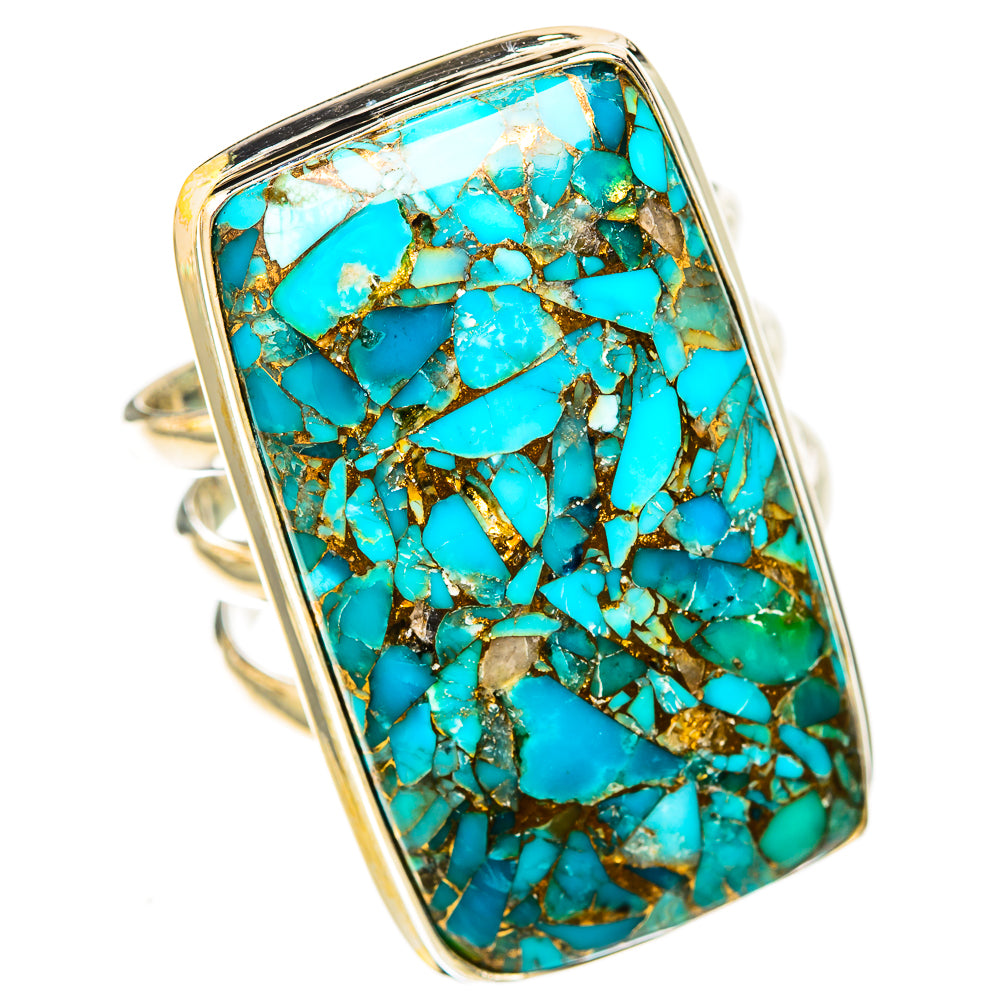 Blue Copper Composite Turquoise Rings handcrafted by Ana Silver Co - RING122870 - Photo 2