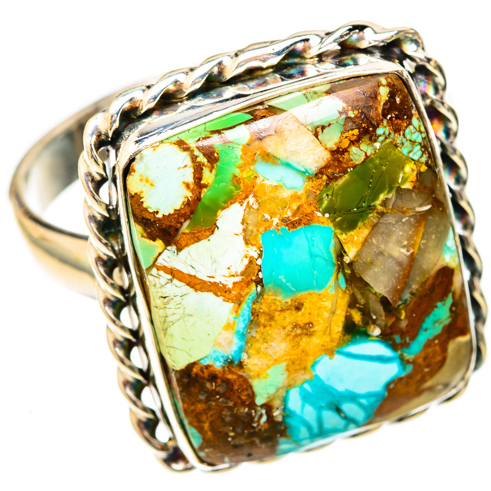 Blue Copper Composite Turquoise Rings handcrafted by Ana Silver Co - RING122897 - Photo 2