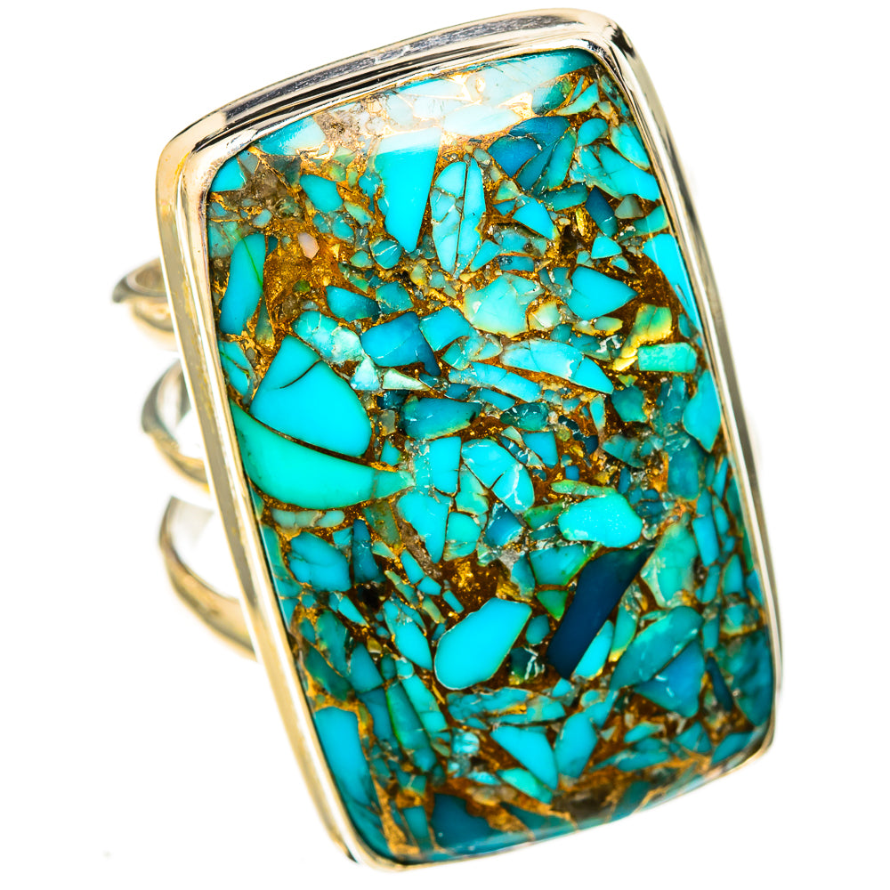 Blue Copper Composite Turquoise Rings handcrafted by Ana Silver Co - RING122902 - Photo 2