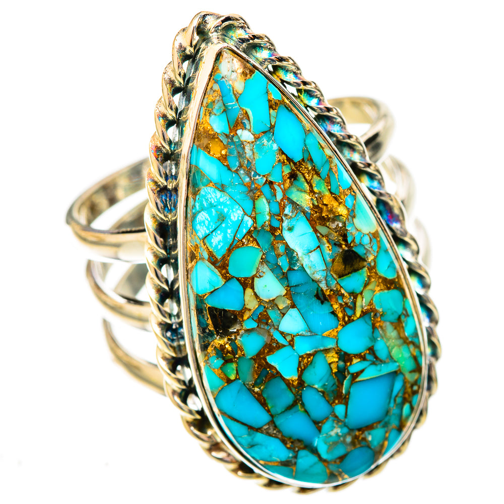 Blue Copper Composite Turquoise Rings handcrafted by Ana Silver Co - RING122904 - Photo 2