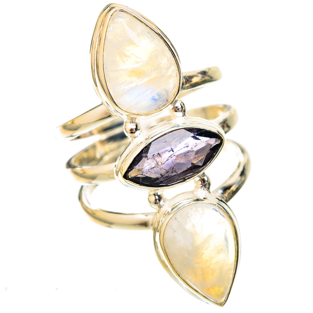 Rainbow Moonstone Rings handcrafted by Ana Silver Co - RING122910 - Photo 2
