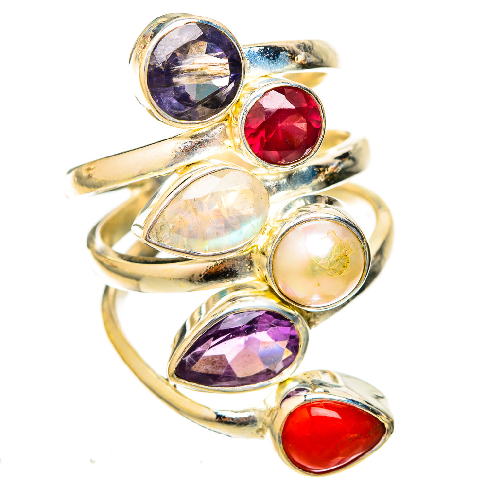 Rainbow Moonstone Rings handcrafted by Ana Silver Co - RING122914 - Photo 2
