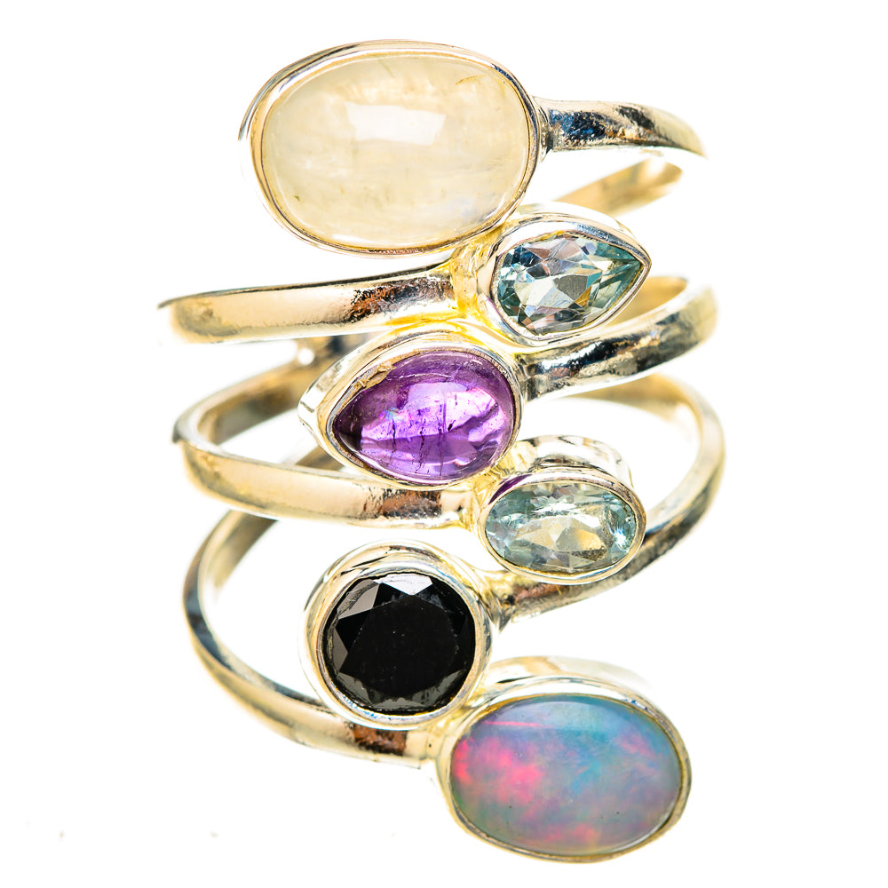 Rainbow Moonstone Rings handcrafted by Ana Silver Co - RING122916 - Photo 2