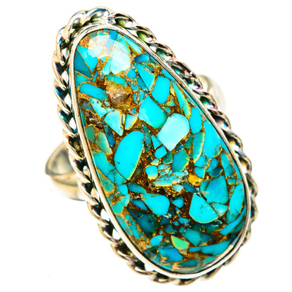Blue Copper Composite Turquoise Rings handcrafted by Ana Silver Co - RING122920 - Photo 2