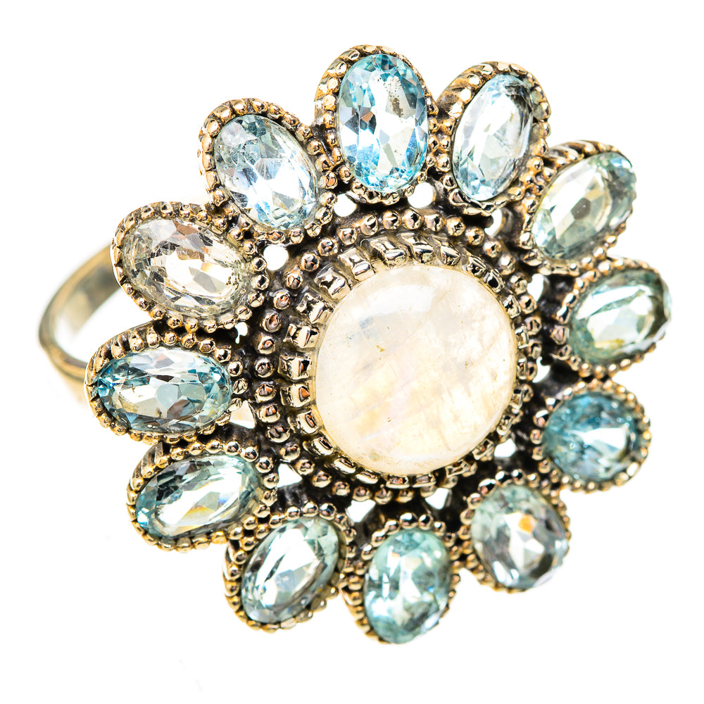 Rainbow Moonstone Rings handcrafted by Ana Silver Co - RING122921 - Photo 2