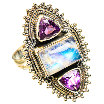 Rainbow Moonstone Rings handcrafted by Ana Silver Co - RING122926 - Photo 2