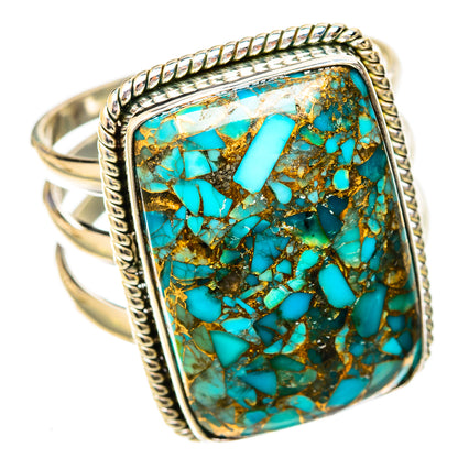 Blue Copper Composite Turquoise Rings handcrafted by Ana Silver Co - RING122939 - Photo 2