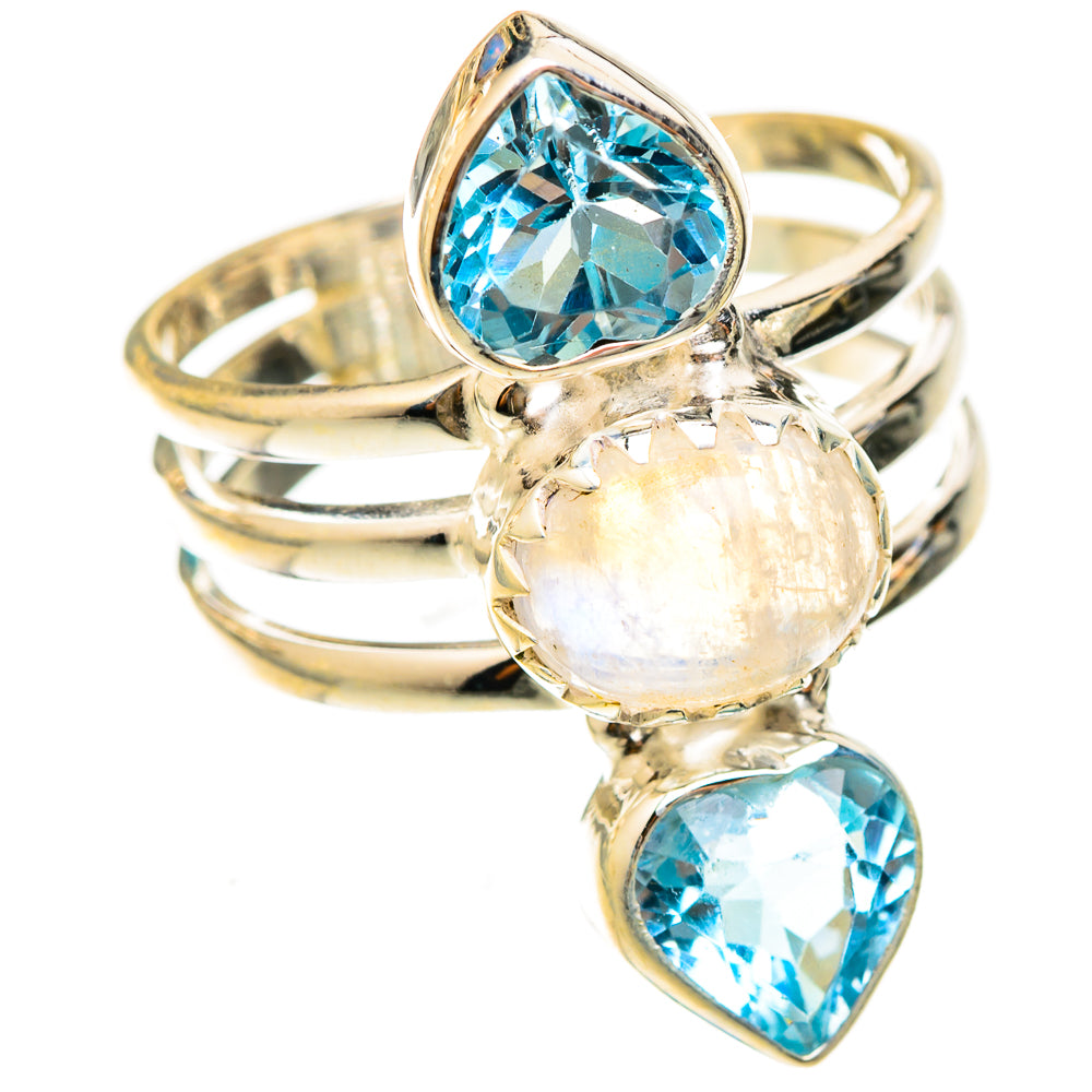 Rainbow Moonstone Rings handcrafted by Ana Silver Co - RING123076 - Photo 2