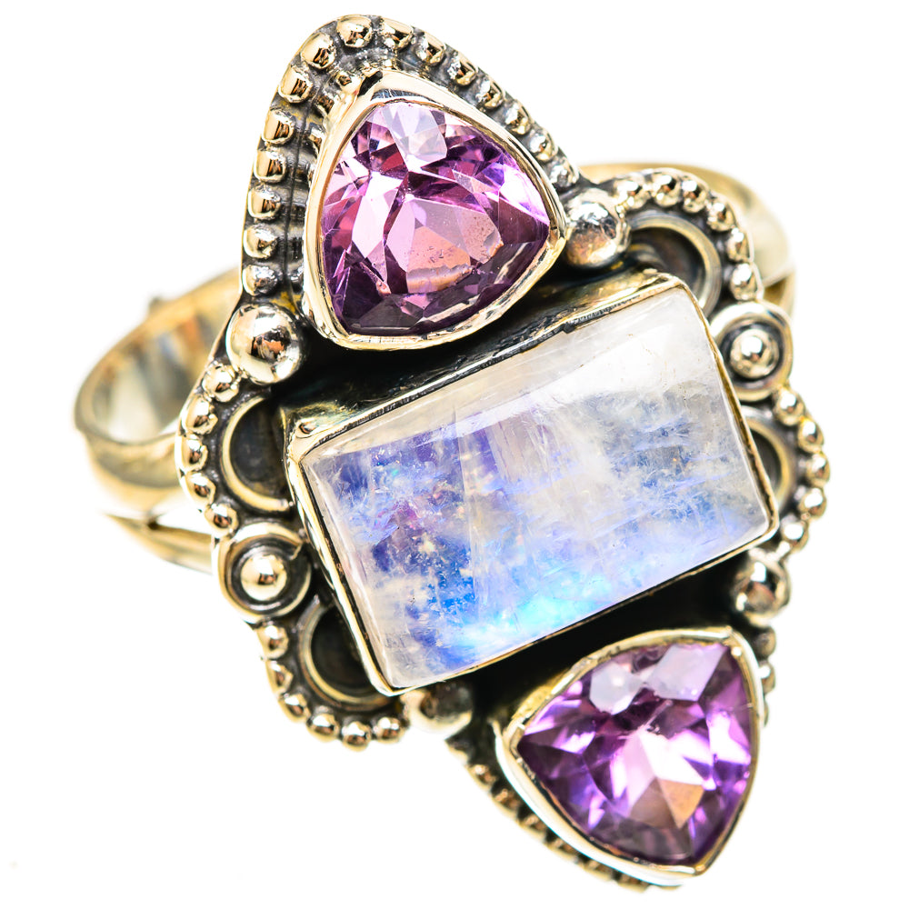 Rainbow Moonstone Rings handcrafted by Ana Silver Co - RING123082 - Photo 2