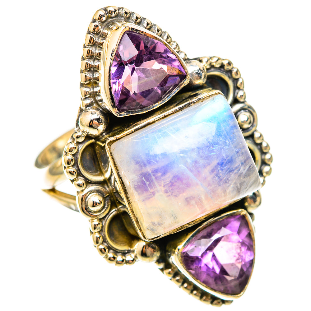 Rainbow Moonstone Rings handcrafted by Ana Silver Co - RING123115 - Photo 2