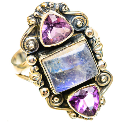 Rainbow Moonstone Rings handcrafted by Ana Silver Co - RING123147 - Photo 2