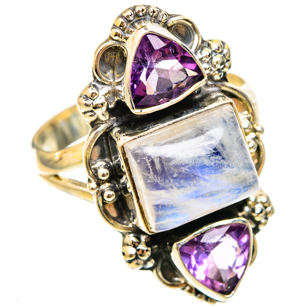 Rainbow Moonstone Rings handcrafted by Ana Silver Co - RING123166 - Photo 2