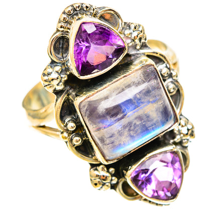 Rainbow Moonstone Rings handcrafted by Ana Silver Co - RING123198 - Photo 2