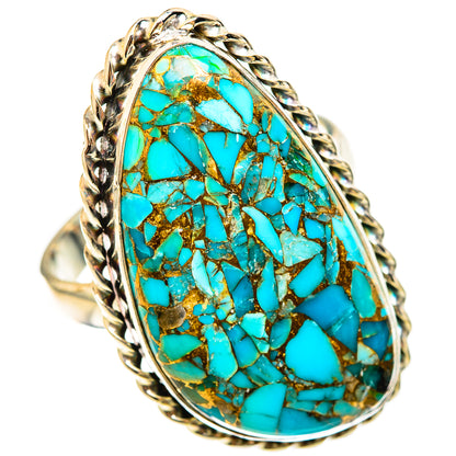 Blue Copper Composite Turquoise Rings handcrafted by Ana Silver Co - RING123224 - Photo 2