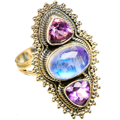 Rainbow Moonstone Rings handcrafted by Ana Silver Co - RING123233 - Photo 2