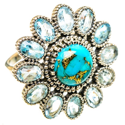 Blue Copper Composite Turquoise Rings handcrafted by Ana Silver Co - RING123242 - Photo 2