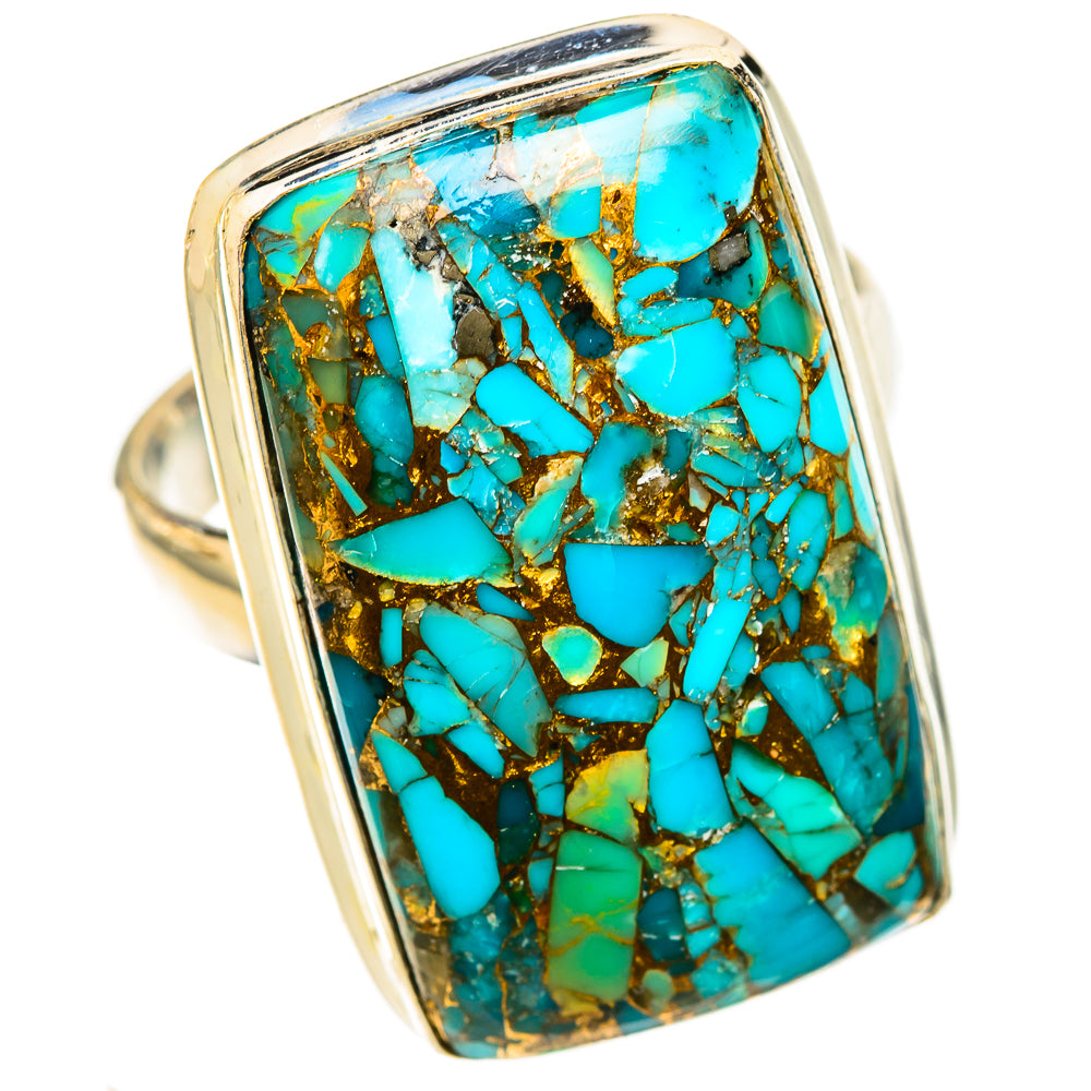 Blue Copper Composite Turquoise Rings handcrafted by Ana Silver Co - RING123247 - Photo 2