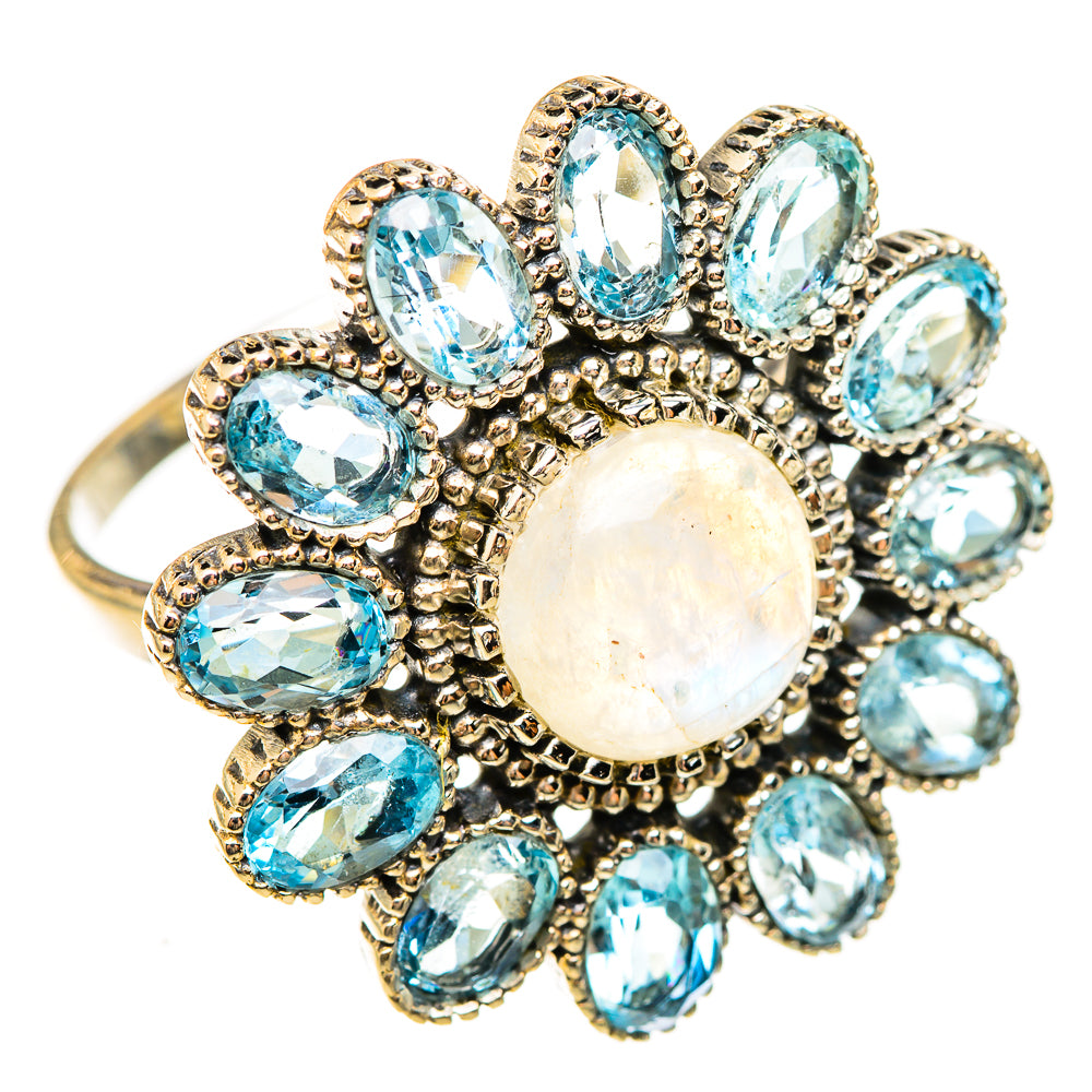 Rainbow Moonstone Rings handcrafted by Ana Silver Co - RING123249 - Photo 2