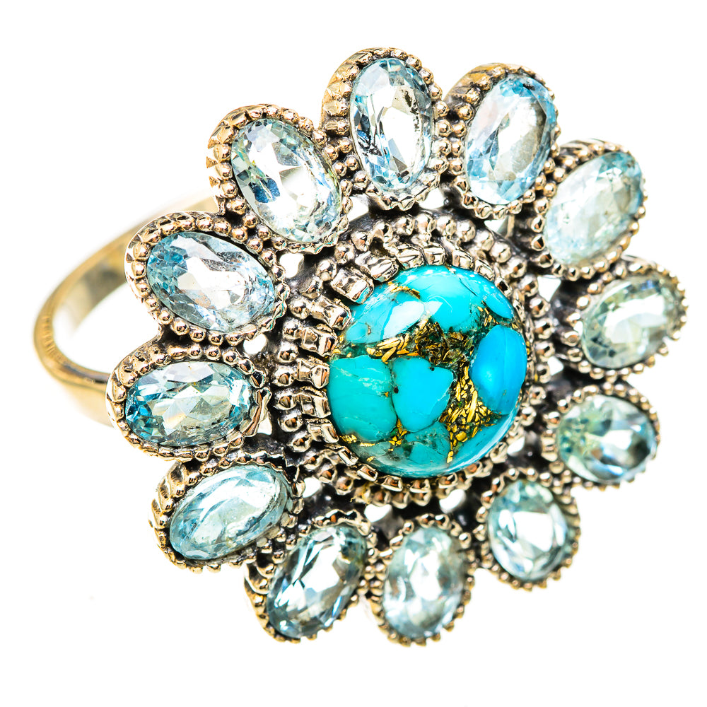 Blue Copper Composite Turquoise Rings handcrafted by Ana Silver Co - RING123262 - Photo 2