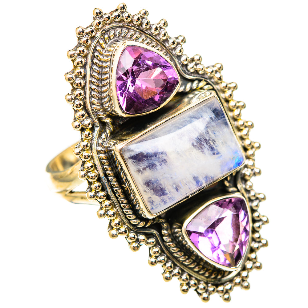 Rainbow Moonstone Rings handcrafted by Ana Silver Co - RING123271 - Photo 2