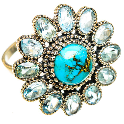 Blue Copper Composite Turquoise Rings handcrafted by Ana Silver Co - RING123279 - Photo 2