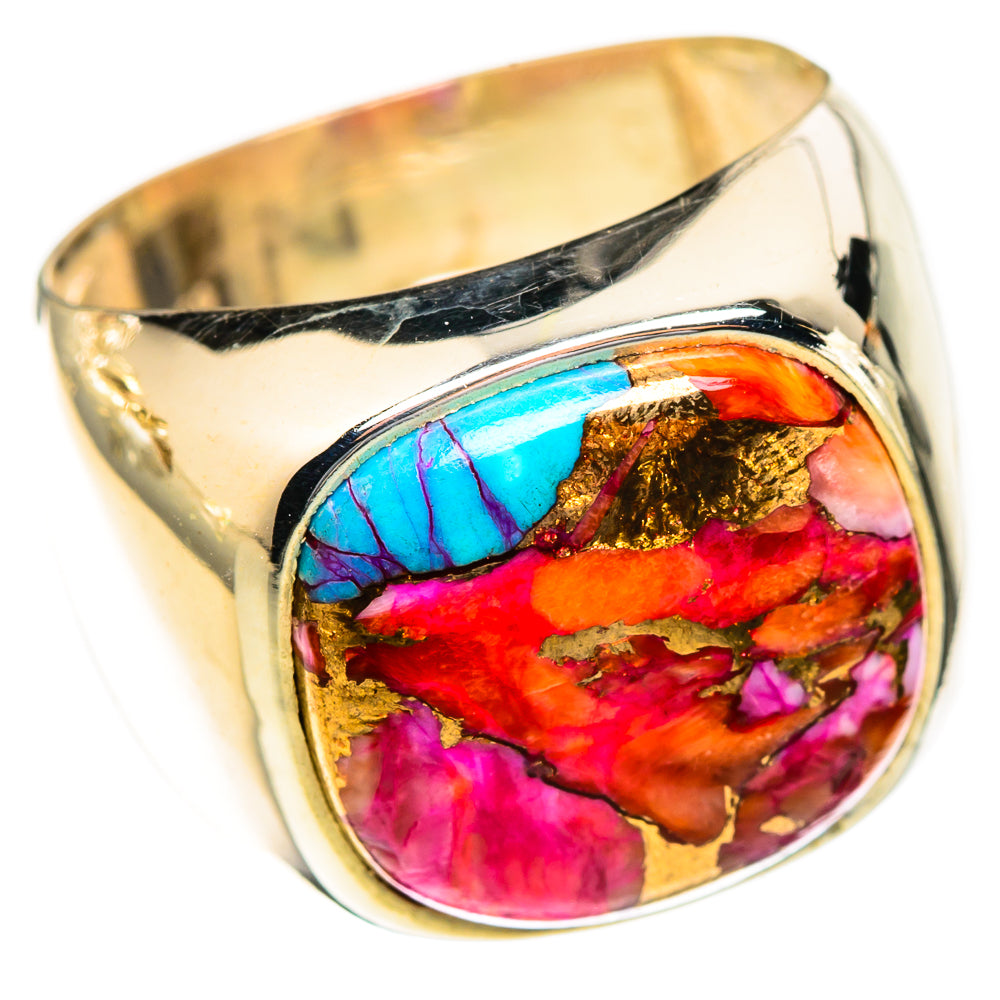 Kingman Pink Dahlia Turquoise Rings handcrafted by Ana Silver Co - RING123322 - Photo 2