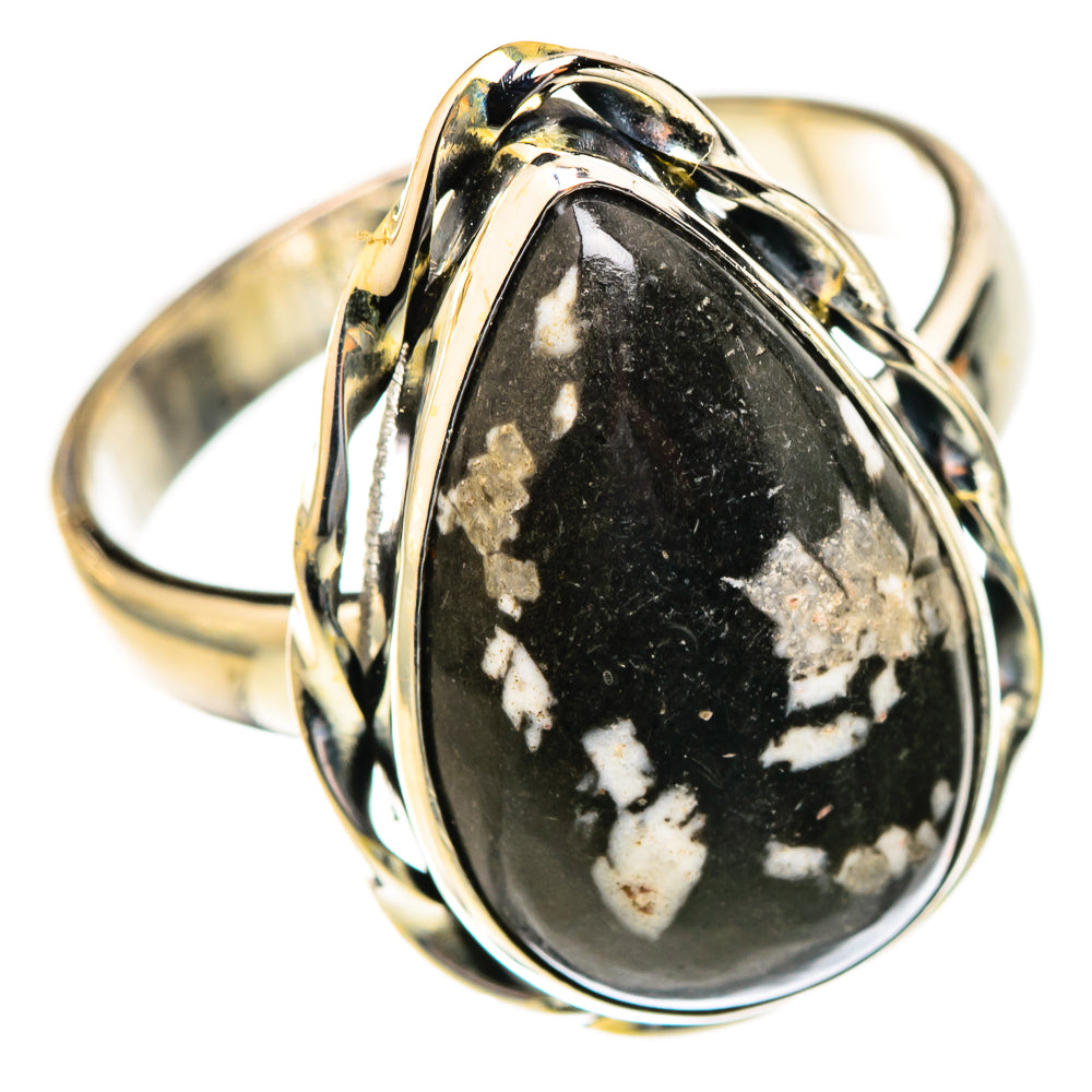 Snowflake Obsidian Rings handcrafted by Ana Silver Co - RING123339 - Photo 2