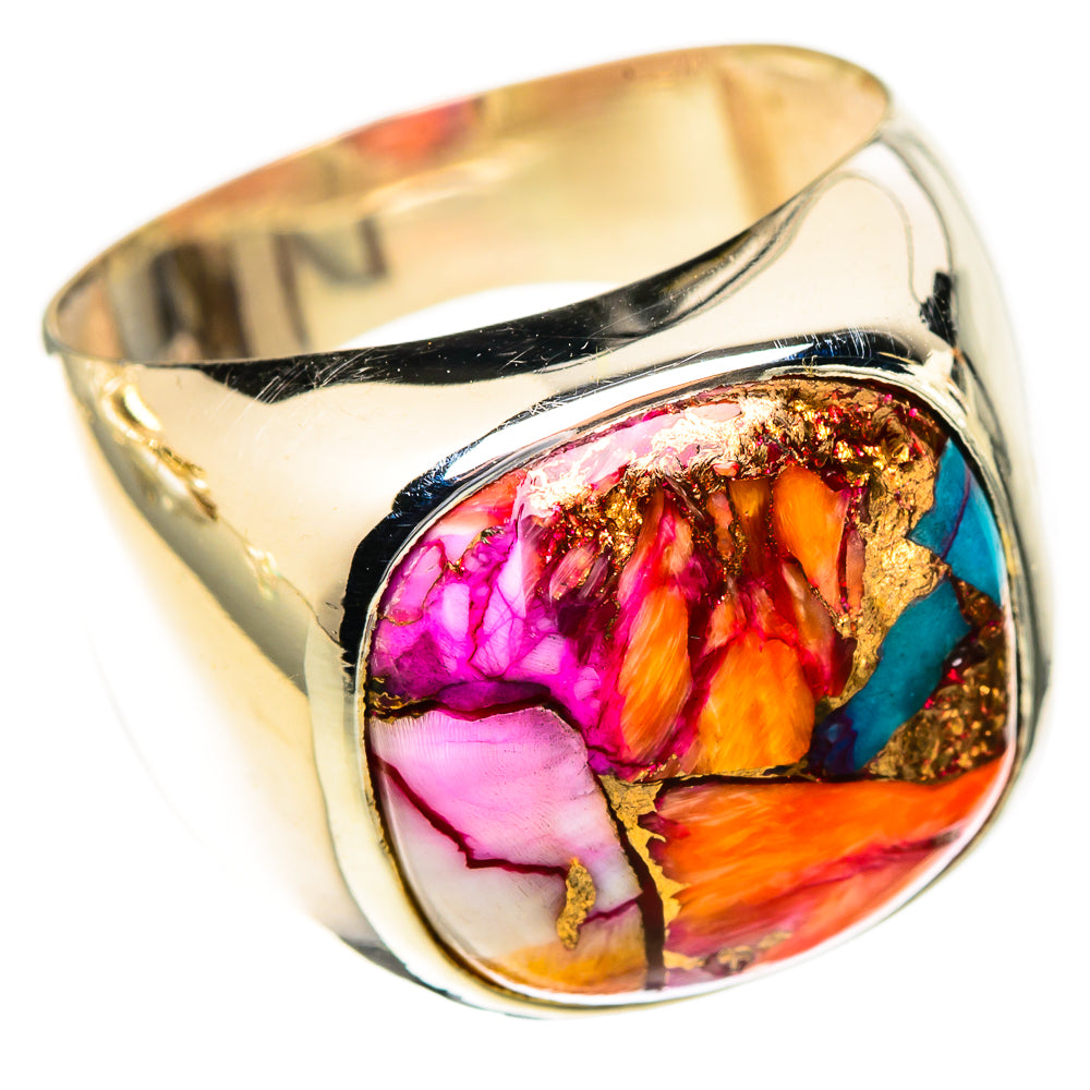 Kingman Pink Dahlia Turquoise Rings handcrafted by Ana Silver Co - RING123342 - Photo 2