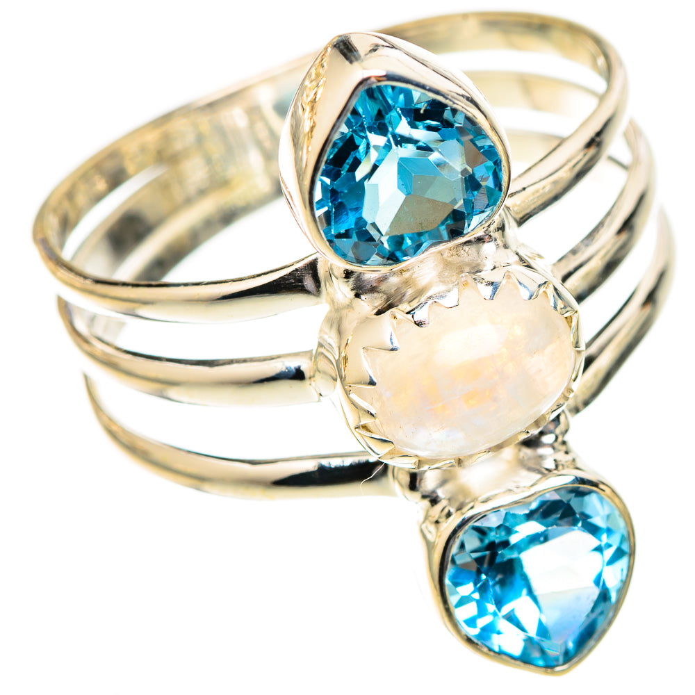 Rainbow Moonstone Rings handcrafted by Ana Silver Co - RING123364 - Photo 2