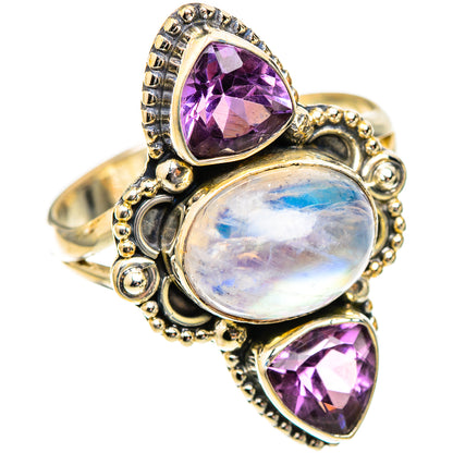 Rainbow Moonstone Rings handcrafted by Ana Silver Co - RING123407 - Photo 2