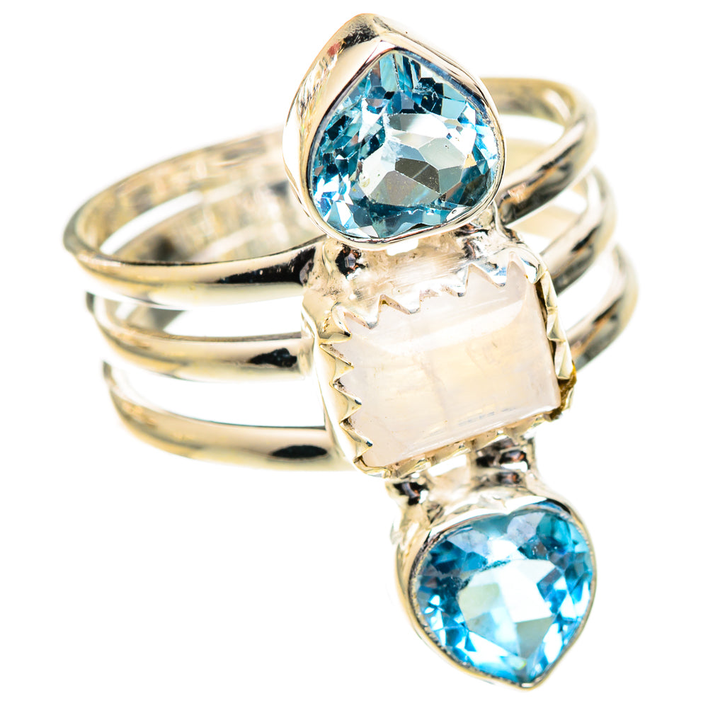 Rainbow Moonstone Rings handcrafted by Ana Silver Co - RING123411 - Photo 2