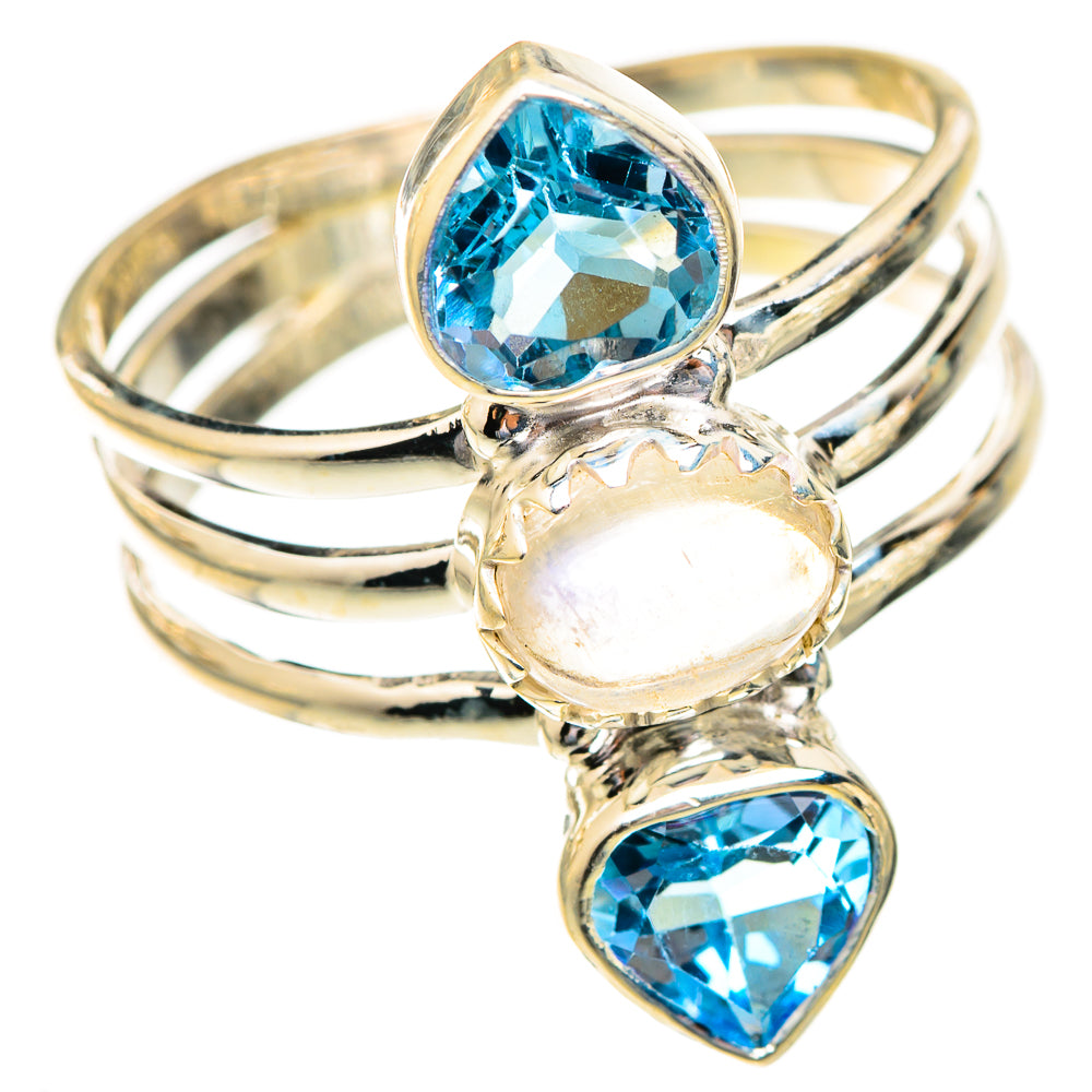 Rainbow Moonstone Rings handcrafted by Ana Silver Co - RING123431 - Photo 2