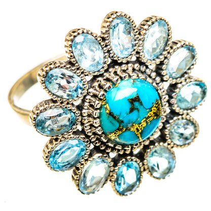 Blue Copper Composite Turquoise Rings handcrafted by Ana Silver Co - RING123482 - Photo 2