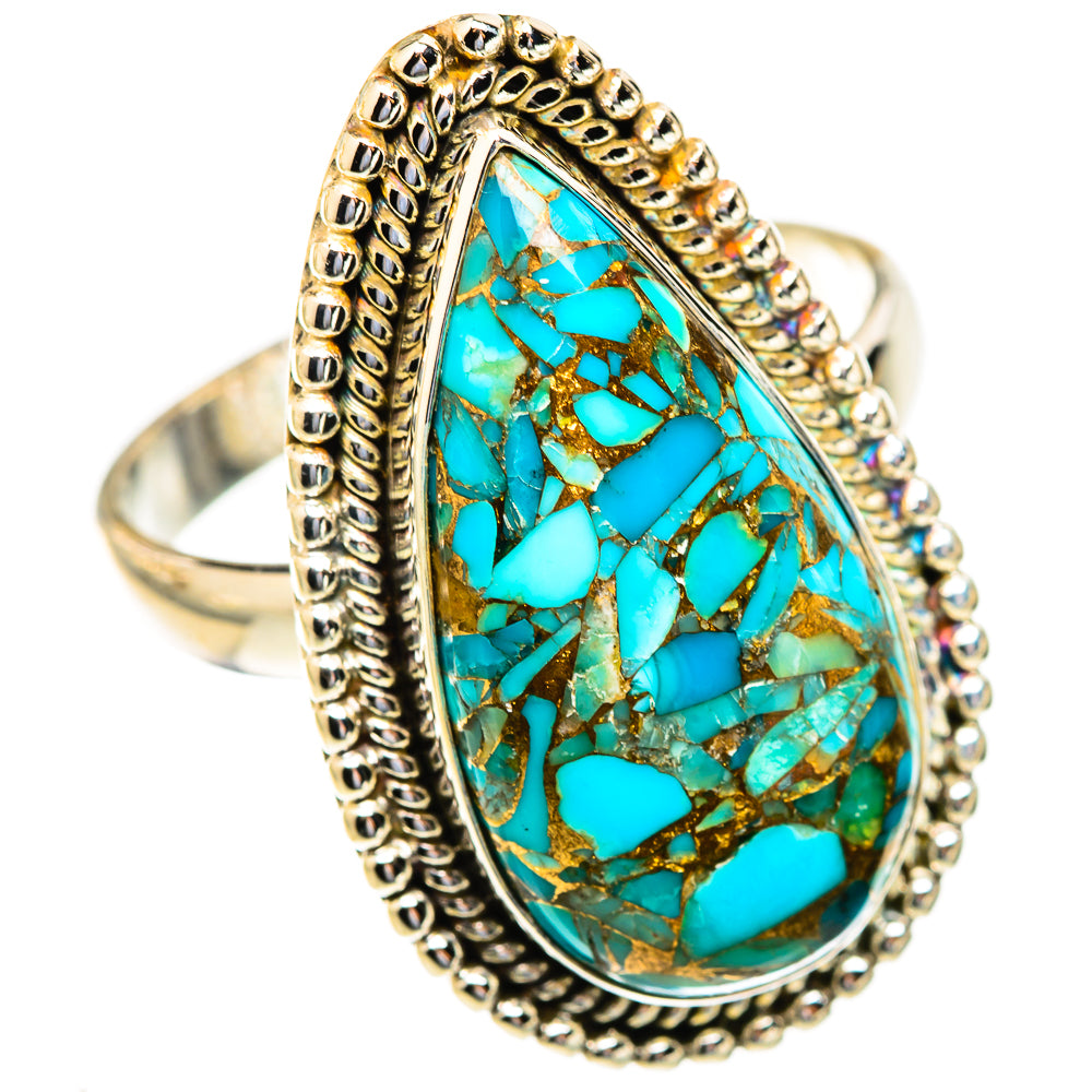Blue Copper Composite Turquoise Rings handcrafted by Ana Silver Co - RING123486 - Photo 2