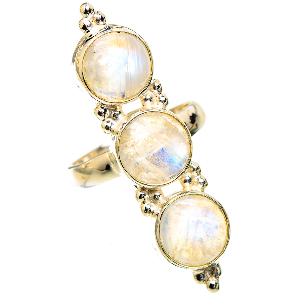 Rainbow Moonstone Rings handcrafted by Ana Silver Co - RING123501 - Photo 2
