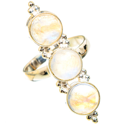 Rainbow Moonstone Rings handcrafted by Ana Silver Co - RING123524 - Photo 2