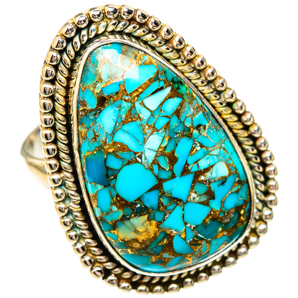 Blue Copper Composite Turquoise Rings handcrafted by Ana Silver Co - RING123529 - Photo 2