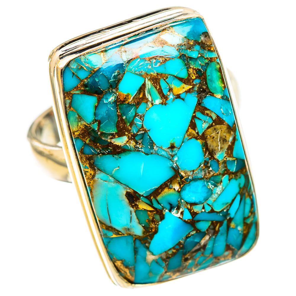 Blue Copper Composite Turquoise Rings handcrafted by Ana Silver Co - RING123532 - Photo 2